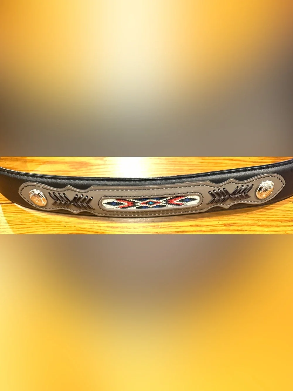 Western tooled belt, black genuine leather, size 42, adjustable